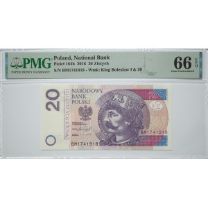 20 Złotych 2016, seria BM - PMG 66 EPQ