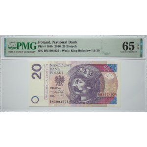 20 Złotych 2016, seria BN - PMG 65 EPQ