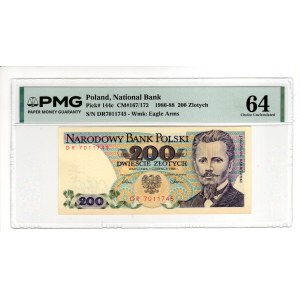 200 Złotych 1986, seria DR - PMG 64