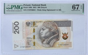 200 złotych 2021, seria CY - seria przejściowa - PMG 67 EPQ
