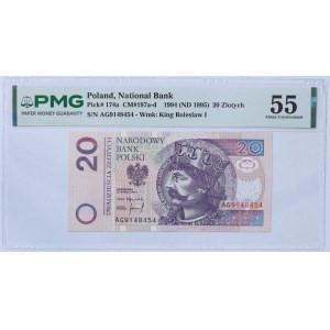 20 zlotych, 1994, AG series - PMG 55