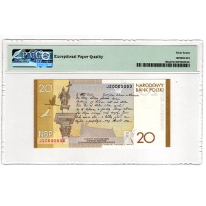 20 zlotych, 2009, Juliusz Słowacki, JS 0000993 series—low serial number—PMG 67 EPQ