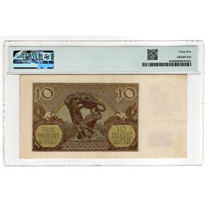 10 zlotych, 1940, J series—the lowest known serial number for this series!—PMG 45