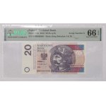 20 zlotych 2016, BM series 0000008—extremely low serial number—PMG 66 EPQ