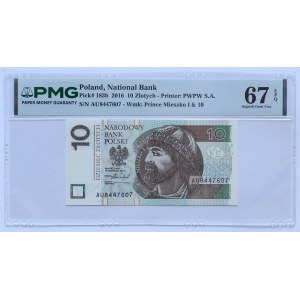 10 Złoty 2016, AU-Serie – Übergangsserie – PMG 67 EPQ