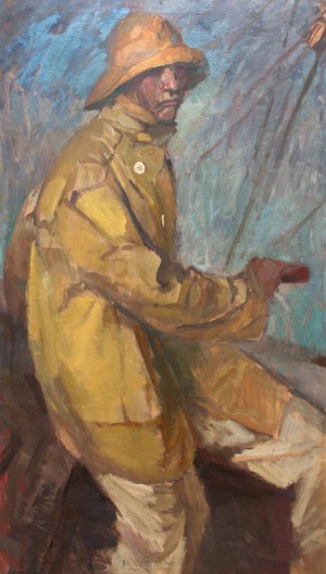 Harry Schultz (1874 Elbląg - 1958 Hausham), Autoportret przy sterze