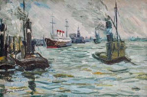 Eugen Dekkert (1865 Szczecin - 1956 Garmisch-Partenkirchen), Parowce w porcie