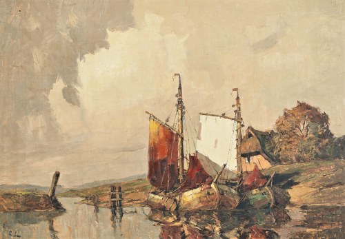 Rudolf Priebe (1889 - 1956 Rudolfstadt), Łodzie przy brzegu