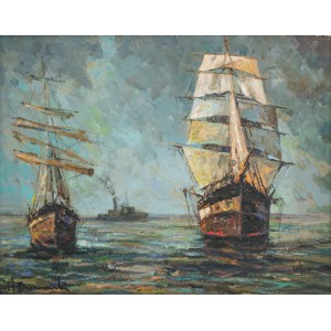 Henryk Baranowski (1932, Starogard Gdański – 2005, Gdynia), Sailing Ships at Sea
