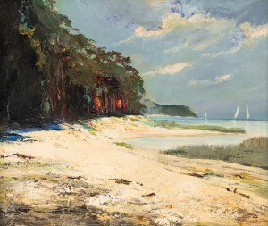 Zbigniew Litwin (1914 Stanisławowo na Podolu- 2001 Gdynia), Widok plaży w Sopocie, 1989