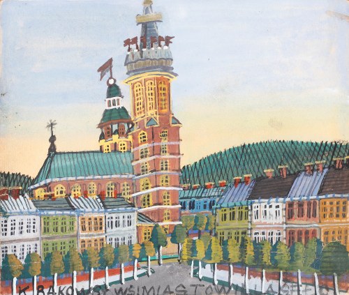 Nikifor Krynicki (1895 Krynica Zdrój - 1968 Folusz), Widok Krakowa, k. l. 50. XX w.