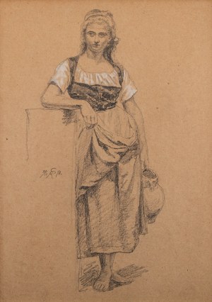 Robert Śliwiński (1840 Leszno - 1902 Wojkowo), Młoda kobieta z dzbanem, 1872