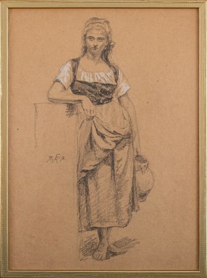 Robert Śliwiński (1840 Leszno - 1902 Wojkowo), Młoda kobieta z dzbanem, 1872