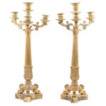 A pair of 4-candle Empire-style candelabras, early 19th century.
