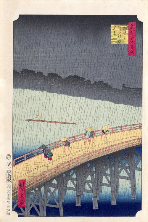 Utagawa Hiroshige (1797 - 1858), Nagły deszcz, z serii: 100 słynnych widoków Edo, wyd. Oedo Mokuhansha, Kioto/Japonia, okres Showa, po 1960 r.