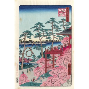 Utagawa Hiroshige (1797 - 1858), Kiyomizu Hall i staw Shinobazu w Ueno, z serii: „Sto słynnych widoków Edo”, wyd. Oedo Mokuhansha, Tokio/Japonia, po 1960 r.