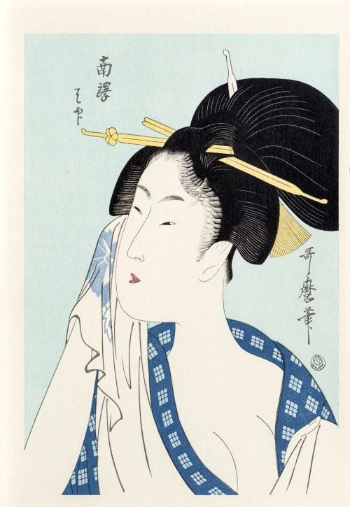Kitagawa Utamaro (1753-1806), Ha - piękność z Południowej Stacji, z serii: Plejada największych współczesnych piękności, wyd. Yuyudo, Japonia, okres Showa, ok. 1970 r.