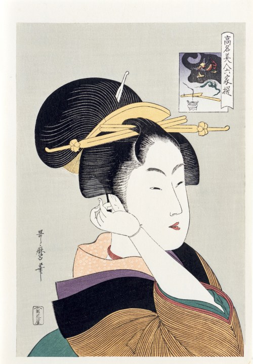 Kitagawa Utamaro (1753-1806), Kurtyzana Tatsumi z domu Roko, z serii: Sześć słynnych piękności, wyd. Yuyudo, Japonia, okres Showa, ok. 1970 r.