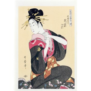 Kitagawa Utamaro (1753–1806), Kurtizána Hanazuma z domu Hyōgoya, ze série: Plejáda nejkrásnějších žen naší doby, vyd. Yuyudo, Japonsko, období Showa, kolem roku 1970.