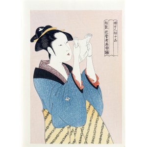 Kitagawa Utamaro (1753–1806), Žena čtoucí dopis, ze série: Deset typů ženské krásy, vyd. Yuyudo, Japonsko, období Showa, kolem roku 1970.