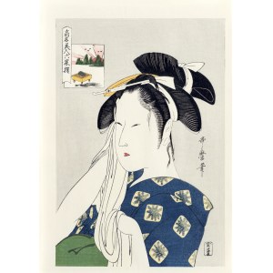Kitagawa Utamaro (1753–1806), Naniwaya Okita, from the series: Famous Beauties Compared to the Six Immortal Poets, published by Yuyudo, Japan, Showa period, ca. 1970.