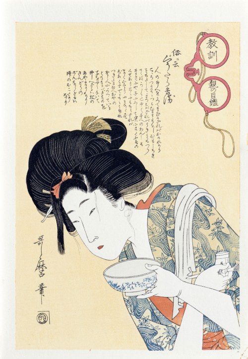 Kitagawa Utamaro (1753-1806), Gnuśna kobieta, serii: Dydaktyczne zwierciadło dla rodziców, wyd. Yuyudo, Japonia, okres Showa, ok. 1970 r.