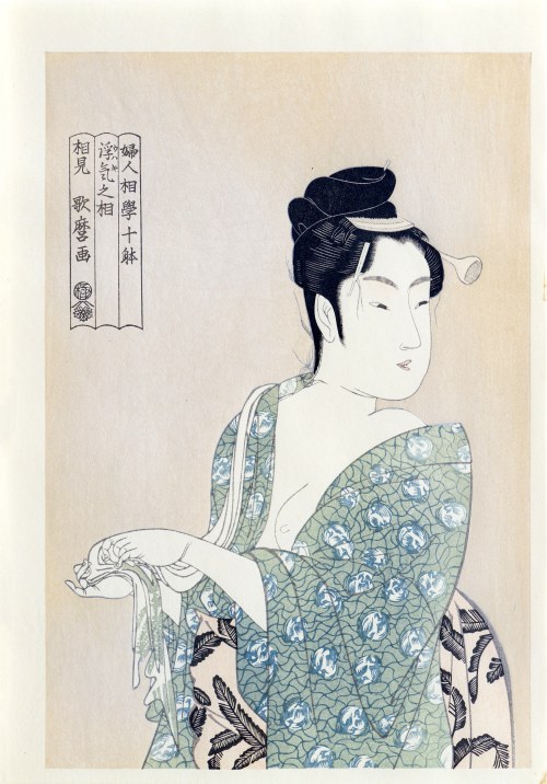 Kitagawa Utamaro (1753-1806), Typ kokietki bez zbędnych fanaberii, z serii: Dziesięć typów kobiecej urody, wyd. Yuyudo, Japonia, okres Showa, ok. 1970 r.