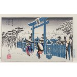 Utagawa Hiroshige (1797 - 1858), Świątynia Gion w śniegu, z serii: Słynne miejsca w Kioto, wyd. Yuyudo, Tokio/Japonia, po 1960 r.