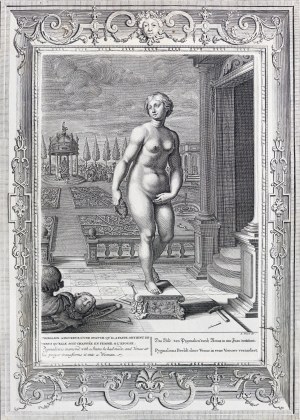 Bernard Picart (1673-1733), Pigmalion zakochany w posągu, który stworzył, z serii: Świątynia muz, wyd. Amsterdam, 1731/1733 r.