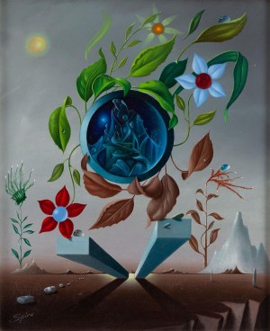 Jerzy (Georges) Spiro (1909 Warszawa - 1994 Nicea), Krajobraz surrealistyczny z kwiatami
