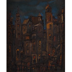Lech Jakubiak (1932 Krośniewice - 2019), Stare Miasto nocą
