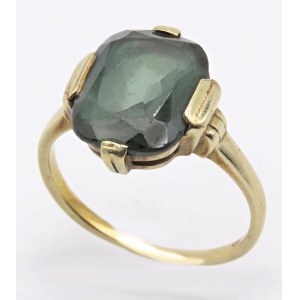 Jewellery - Anello in oro giallo con granato grossularia centr...