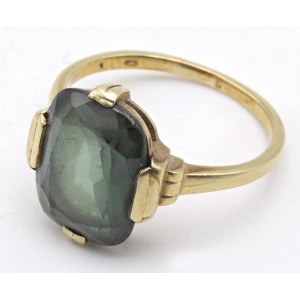 Jewellery - Anello in oro giallo con granato grossularia centr...