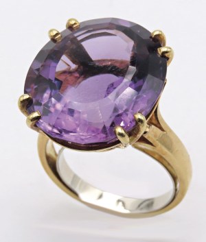 Jewellery - Anello in oro giallo con grande quarzo varietà ame...