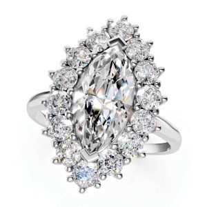 Jewellery - Anello in oro bianco e diamanti. Al centro, diaman...