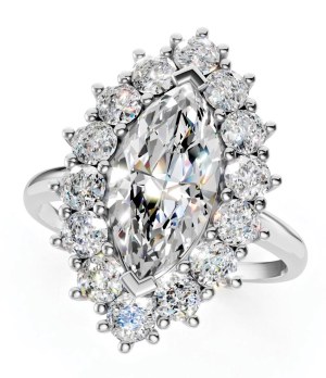Jewellery - Anello in oro bianco e diamanti. Al centro, diaman...