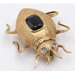 Jewelry - Yellow gold beetle-shaped brooch with onyx...