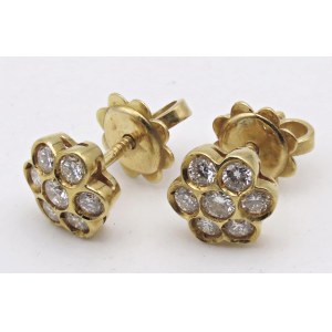 Šperky – Pár náušnic ze žlutého zlata s diamanty o celkové hmotnosti 1,00 ct ...