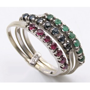 Jewellery - Anello composto da tre fedine in oro bianco con sm...