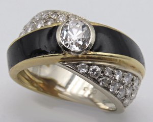 Jewellery - Anello in oro giallo e bianco a fascia con diamant...