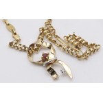 Jewelry - Yellow gold choker with a diamond and a ruby. g...