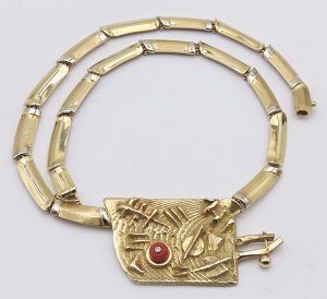 Jewellery - Collana in oro giallo e corallo con brillantino, l...