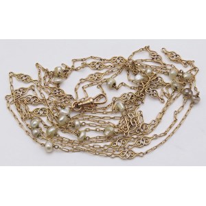 Jewelry - Antique necklace in yellow and rose gold with natural pearls...
