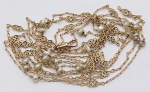 Jewellery - Collana antica in oro giallo e rosa con perle natu...