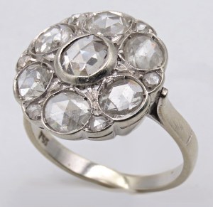Jewellery - Anello in oro bianco e rose di diamante....