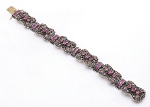 Jewellery - Bracciale in oro basso e argento con rubini....