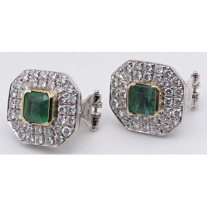 Jewelry - White and yellow gold earrings with emeralds, ct. ...