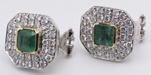 Jewellery - Orecchini in oro bianco e giallo con smeraldi ct. ...