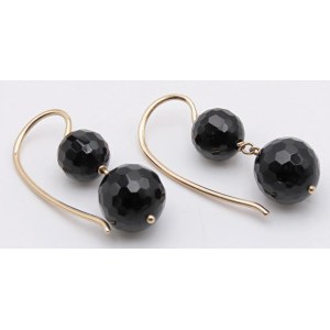 Jewelry - Yellow gold earrings with onyx accents. gr....
