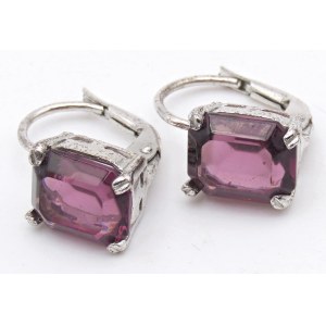 Jewelry - White gold earrings with amethysts. 3.85 gr...